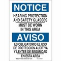 Brady Bilingual Safety Sign, 10 in Height, 7 in Width, Aluminum, Rectangle, English, Spanish 124031